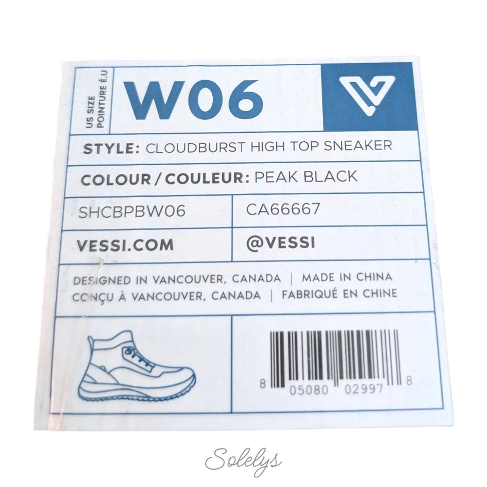 Vessi Stormburst High Womens 6 Peak Black Waterproof DymaTex Knit Sneaker Boot